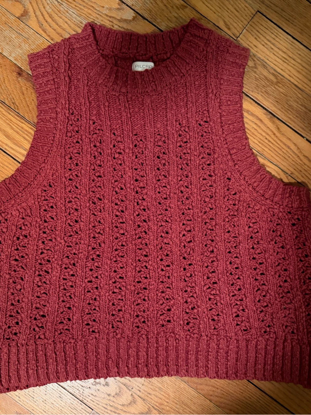 Pilcro Chunky Knit sweater vest in Rich burnt orange